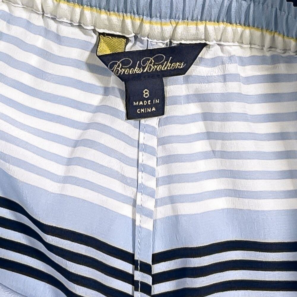 Brooks Brothers Women’s Blue Silk Wide Leg Pants High Waist Drawstring Pockets 8 - Picture 3 of 10